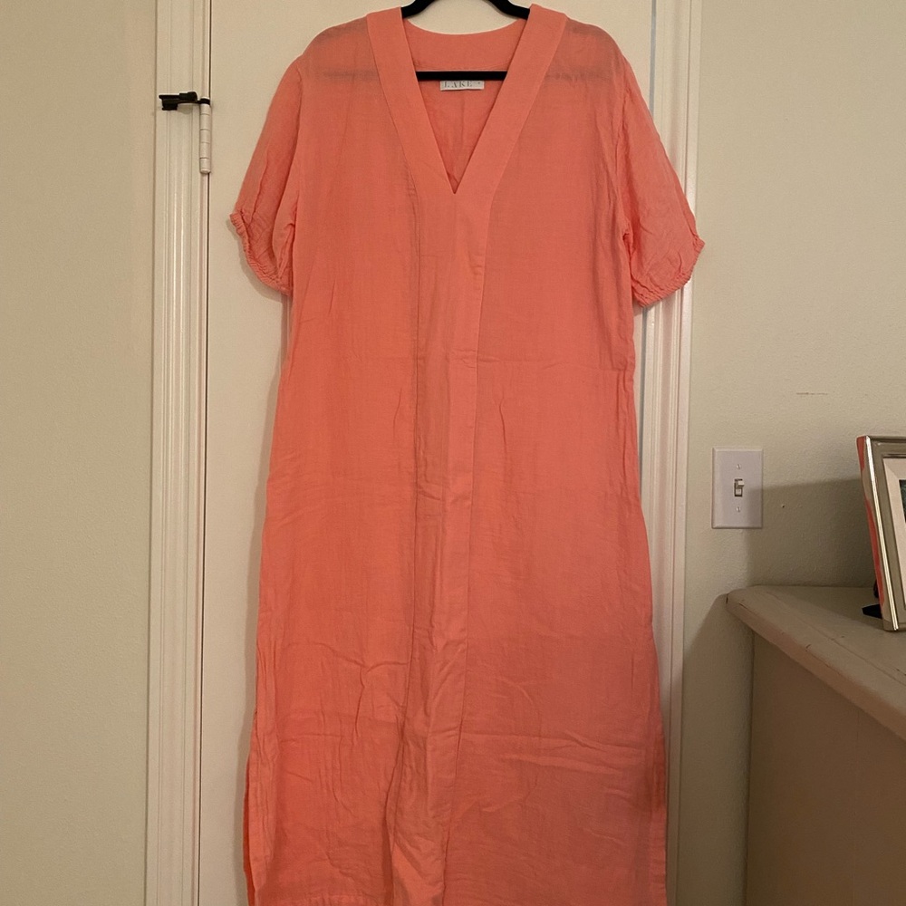 Lake Gauze Caftan in Coral